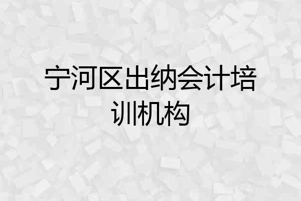 宁河区出纳会计培训机构