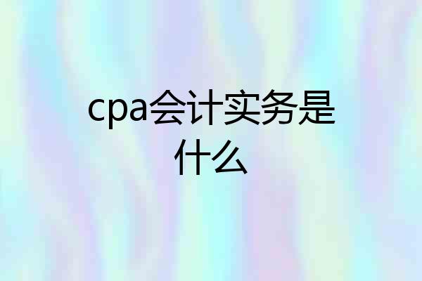cpa会计实务是什么