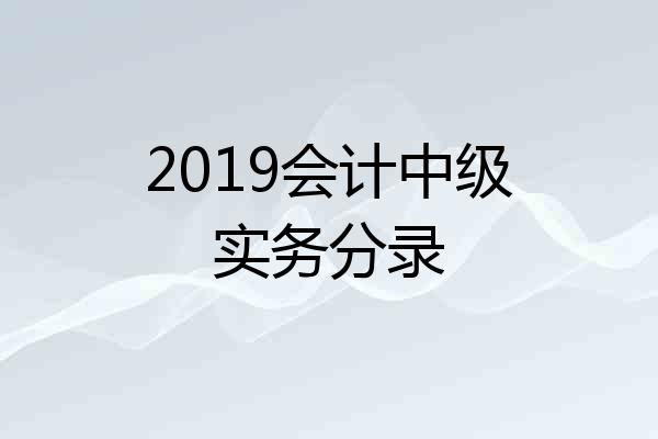 2019会计中级实务分录