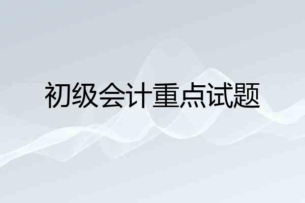 初级会计重点试题