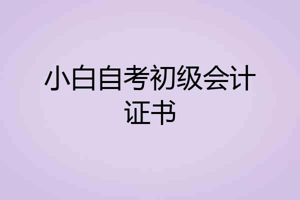 小白自考初级会计证书