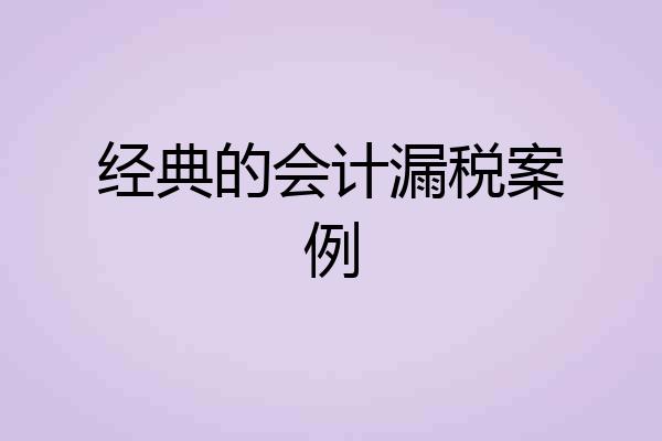 经典的会计漏税案例