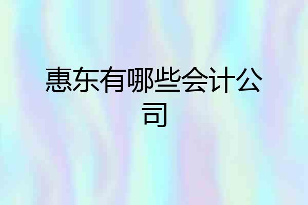 惠东有哪些会计公司