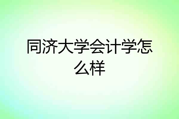 同济大学会计学怎么样
