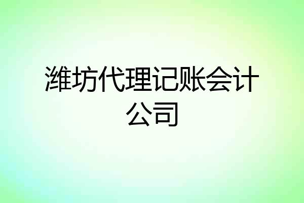 潍坊代理记账会计公司