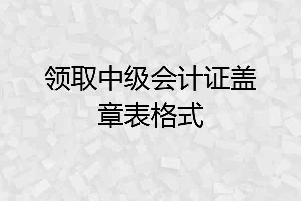 领取中级会计证盖章表格式