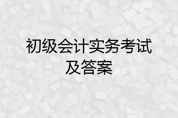 初级会计实务考试及答案
