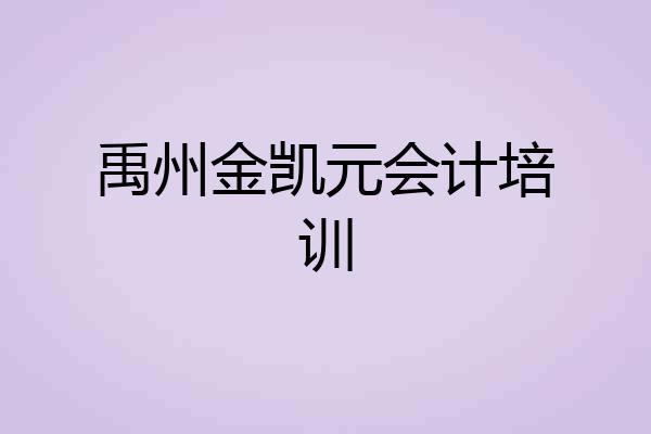 禹州金凯元会计培训