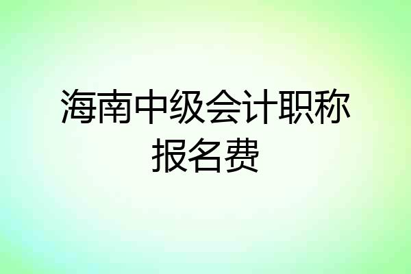 海南中级会计职称报名费