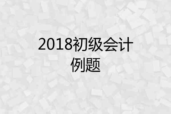 2018初级会计例题