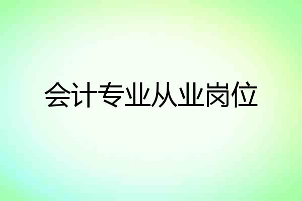 会计专业从业岗位