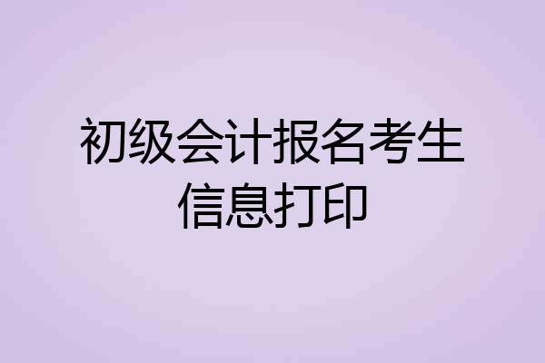 初级会计报名考生信息打印