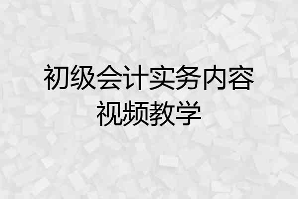 初级会计实务内容视频教学