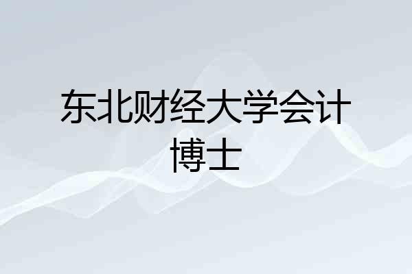 东北财经大学会计博士