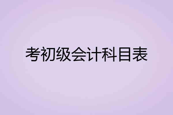 考初级会计科目表