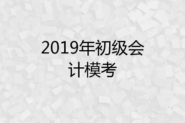2019年初级会计模考