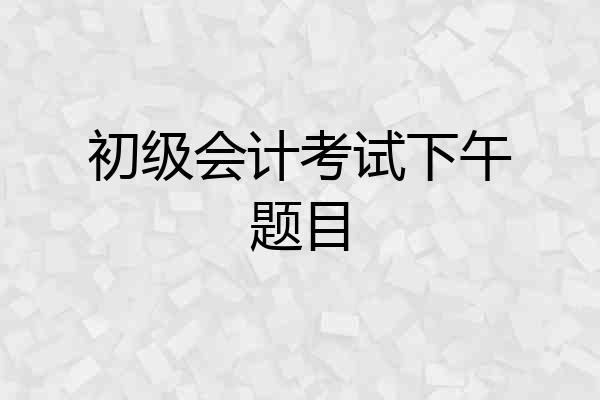 初级会计考试下午题目