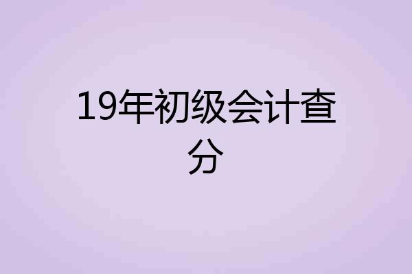 19年初级会计查分