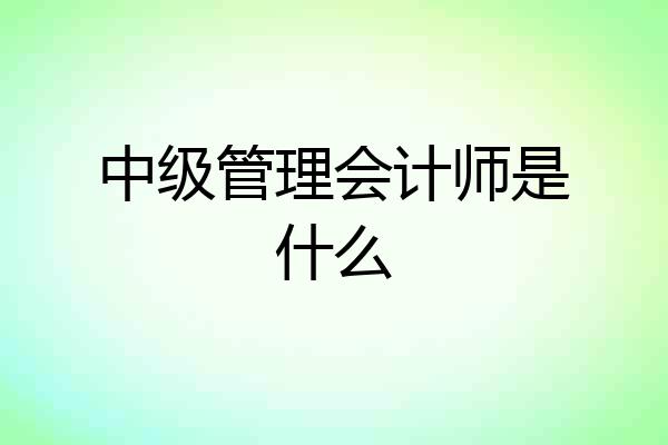 中级管理会计师是什么