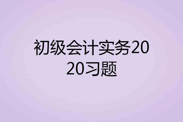 初级会计实务2020习题