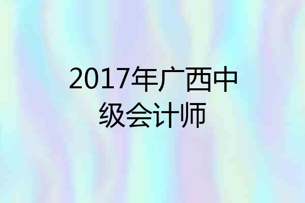 2017年广西中级会计师