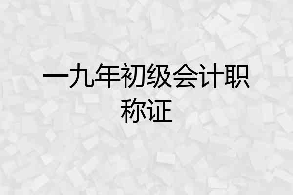 一九年初级会计职称证