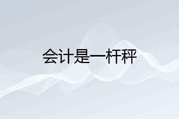 会计是一杆秤