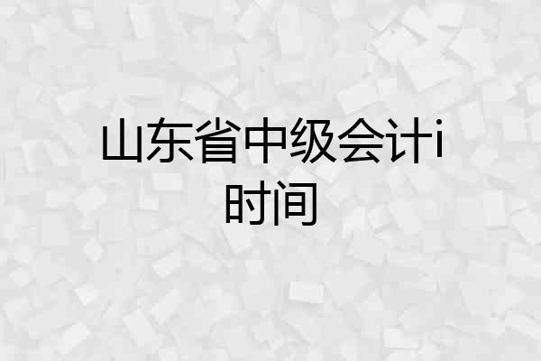 山东省中级会计i时间