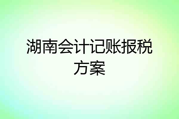 湖南会计记账报税方案