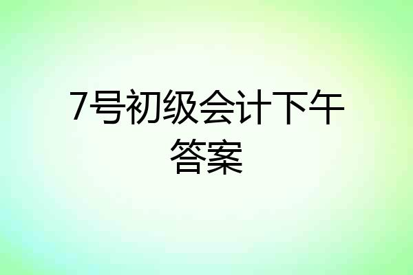 7号初级会计下午答案