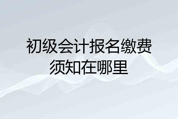 初级会计报名缴费须知在哪里
