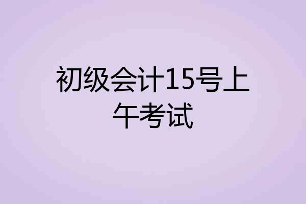 初级会计15号上午考试