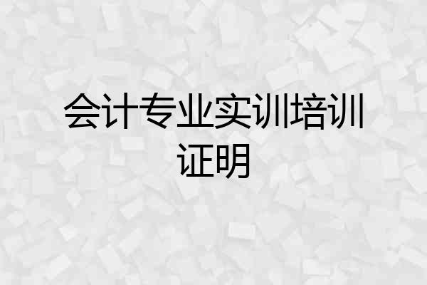 会计专业实训培训证明