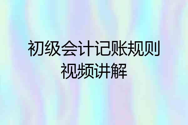 初级会计记账规则视频讲解