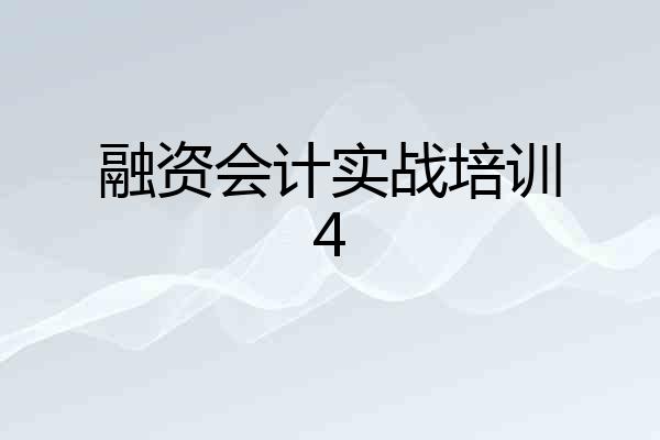 融资会计实战培训4