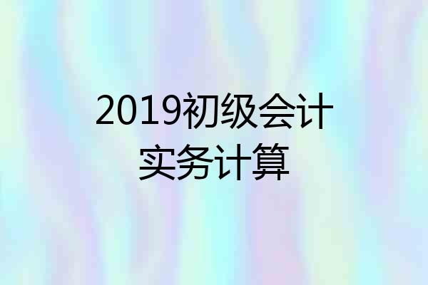 2019初级会计实务计算