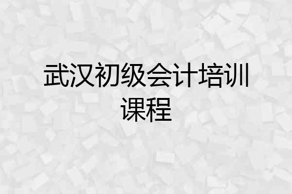 武汉初级会计培训课程