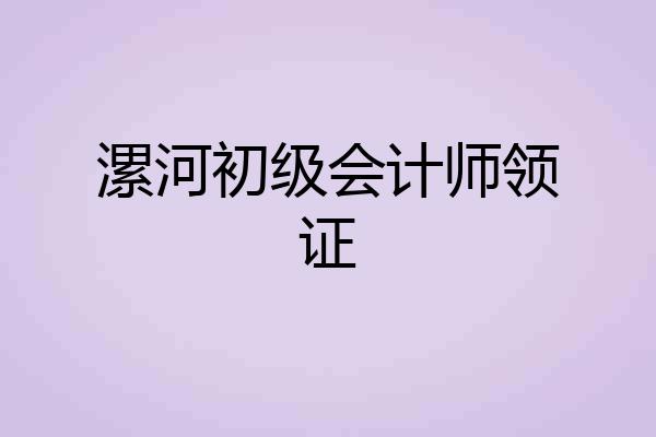 漯河初级会计师领证