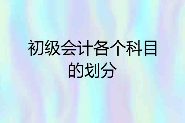 初级会计各个科目的划分