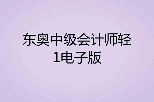 东奥中级会计师轻1电子版