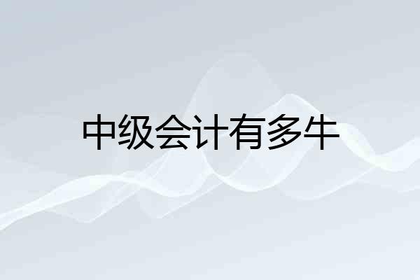 中级会计有多牛