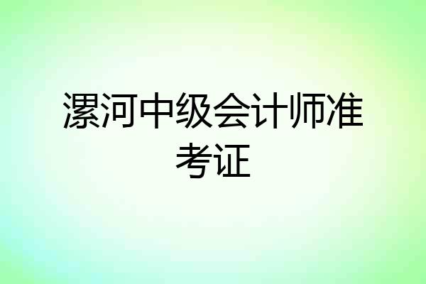 漯河中级会计师准考证