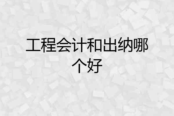工程会计和出纳哪个好