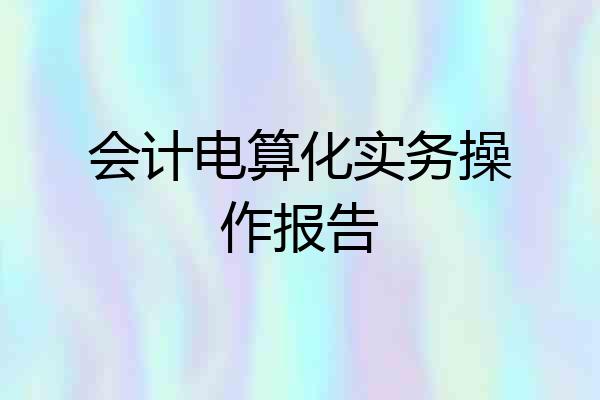 会计电算化实务操作报告