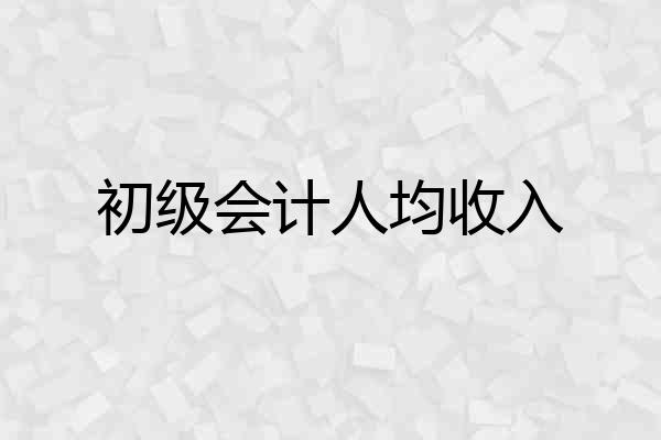 初级会计人均收入