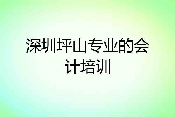 深圳坪山专业的会计培训