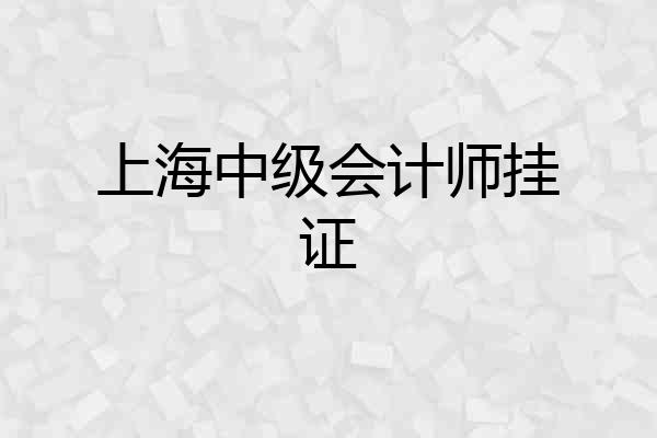 上海中级会计师挂证