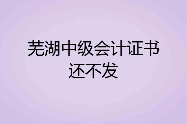 芜湖中级会计证书还不发