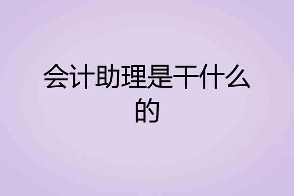 会计助理是干什么的