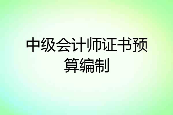 中级会计师证书预算编制